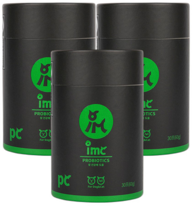 CMG제약 IMC 강아지 고양이 프리미엄 장건강 영양제 사료에 뿌려먹는 유산균 분말 간식, 30회분, 장건강/유산균, 3개
