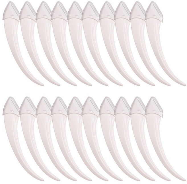 비즈온 미니 휴대용 곡선형 눈썹정리칼, 20개, 화이트