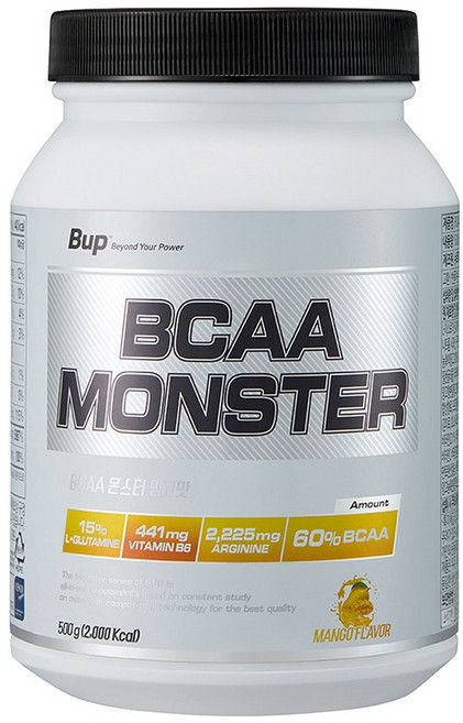 BUP BCAA몬스터 망고맛 류신 아미노산 헬스보충제 BCAA, 1개, 500g