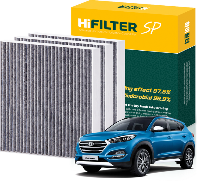 하이필터 현대 자동차 투싼 활성탄 에어컨필터, 3개, 올 뉴 투싼 (3세대 TL) HI-J010