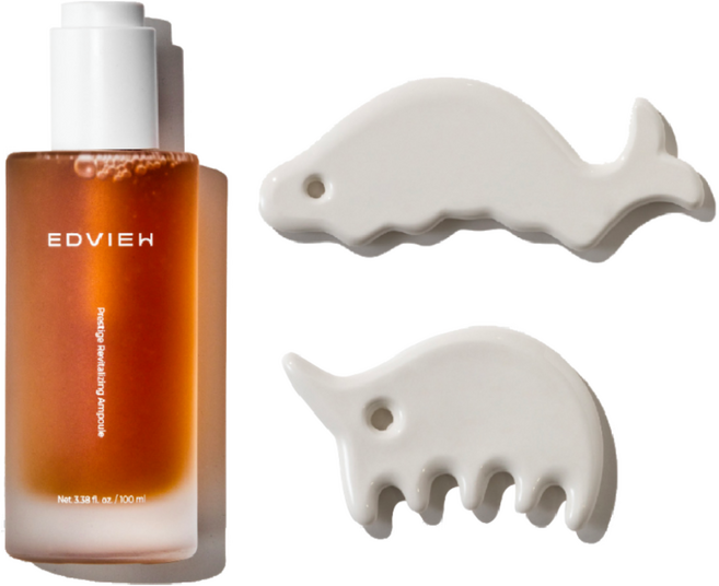 에드뷰 명장 세라믹 괄사 페이스 바디 림프순환 마사지 풀세트 & 대용량 앰플 / 43만 유튜버 밤비걸 PICK, 화이트 유광(돌고래+코뿔소)+앰플, 1세트