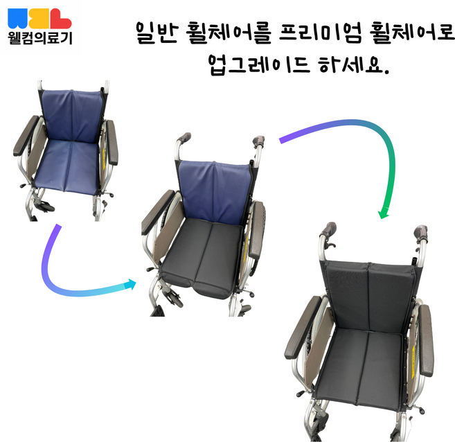 미키코리아 전용 휠체어 좌면 / 등받이 교체용 시트커버 2개