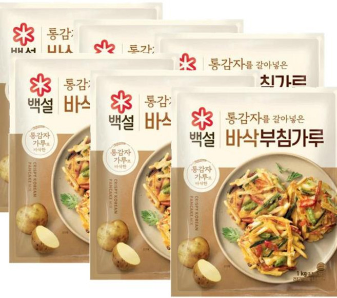 CJ 백설 통감자 바삭부침가루, 1kg, 6개