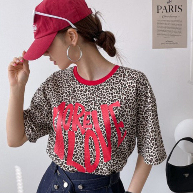 [주식디디댄스] 호피 반팔 호피럽 힙합티 데일리 댄스복 공연복 무대복 힙합의상 축제의상