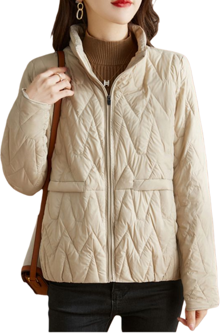 Makone 여성 가을 겨울 솜옷 데일리 캐주얼 퀄팅 집업 패딩 자켓