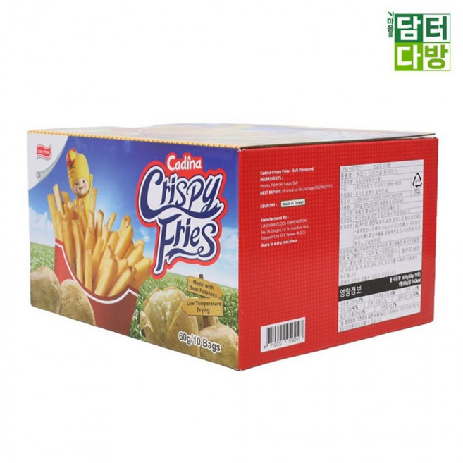 건강한 농산물 고급 Cadina 감자 스틱 600g(60g x 10) 맛있게 먹고 행복하게 살자, 1g, 1개