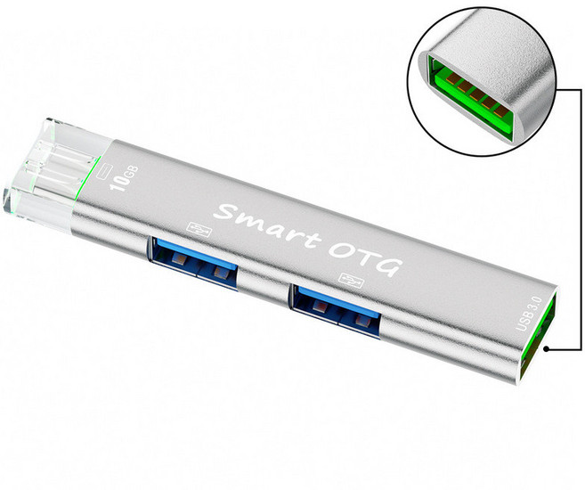 Smart OTG 3埠 USB 3.0 集線器, 白色-三合一HUB, 1個