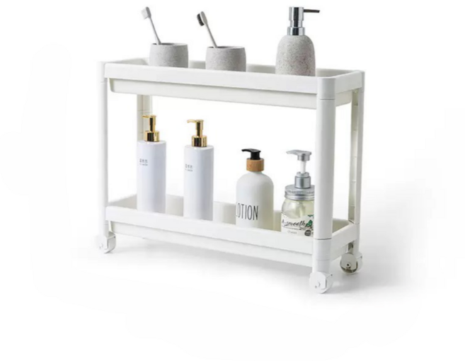 웜모먼트 이동식 틈새 수납선반 다용도 트롤리, 화이트