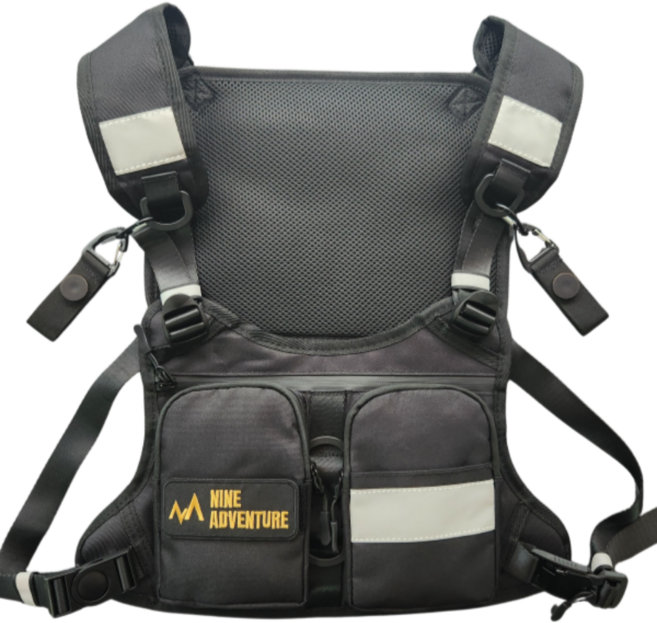 와이즈비 배달 조끼 오토바이 자석 퀵 반사 전술 가슴 라이더 하네스 수납가방, 커스텀 블랙