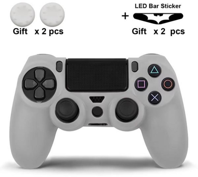 PS4 컨트롤러 용 실리콘 케이스 듀얼 쇼크 4 조이스틱 용 2 개의 썸스틱 그립 캡 액세서리, 1개, 18) White