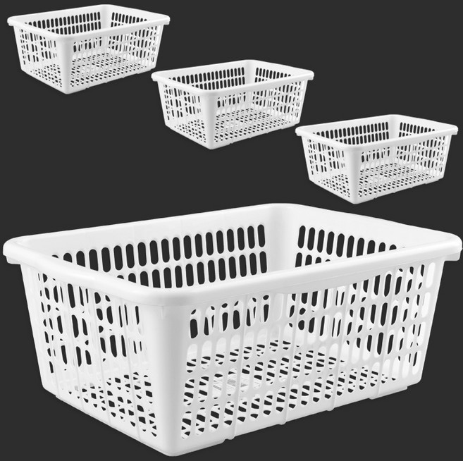 다용도 수납 바구니 (대) 국산 다용도 정리바구니 옷장 팬트리 주방 정리정돈, 4개, 화이트