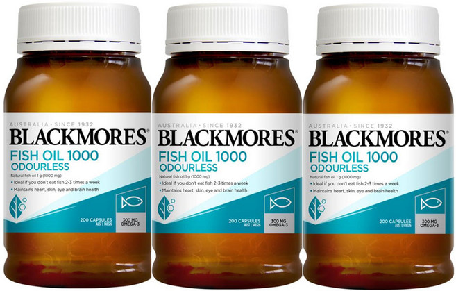 Blackmores Odourless Fish Oil 1000mg 200 Capsules 3병특판, 200정, 3개