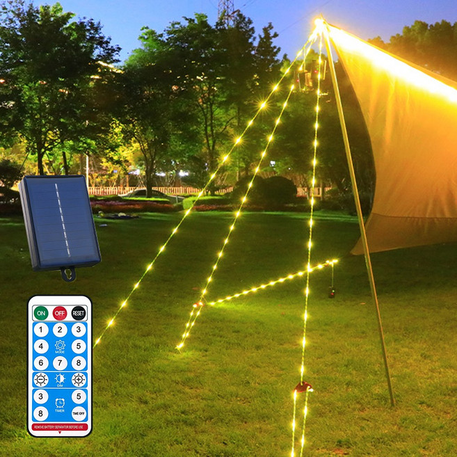 21세기트랜드 밤빛로프 태양광 LED 스트링가드 타프 텐트 줄 끈 로프 캠핑 용품, 오렌지, 태양광모델5M, 1개