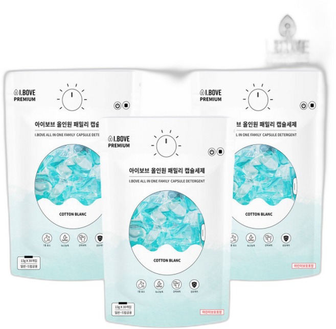 아이보브 프리미엄 코튼블랑 올인원 패밀리 캡슐세제, 30세트