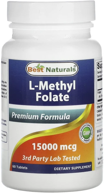 Best Naturals l-메틸 엽산 15000mcg 60정, 1개 - 쿠팡