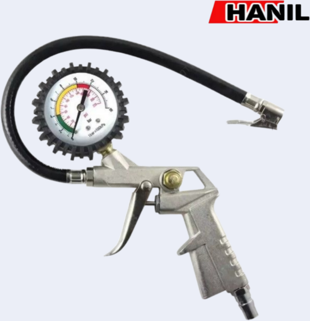 한일 타이어압력게이지 HTG-01 타이어게이지 에어충전, 실버, 1개