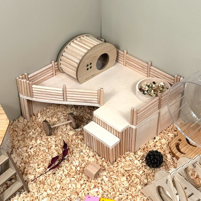 [완제품] 햄찌무드 2층 대형 햄스터 은신처 데크, 2층 데크, 1개