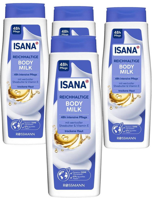 독일 이사나 ISANA Bodymilk body lotion 리치 바디밀크 바디로션, 4개, 400ml