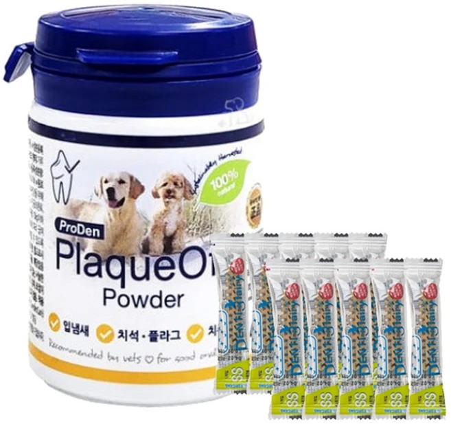 프로덴 플라그오프 40g + 양치껌10p 증정 강아지 치석제거 파우더 구강관리, 1개 - 쿠팡