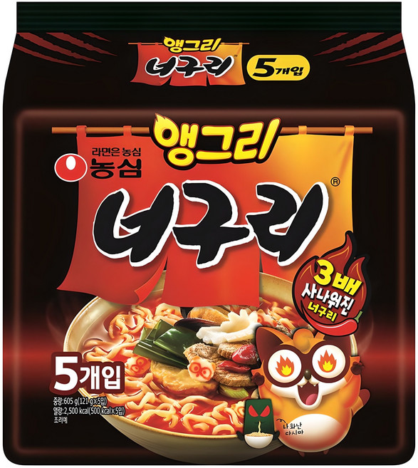 너구리 앵그리 121g, 5개