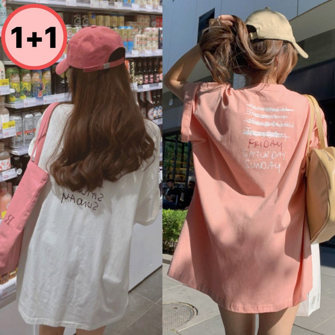 [1+1] 나나스윗 오버핏 여성 반팔 빅사이즈 루즈핏 티셔츠