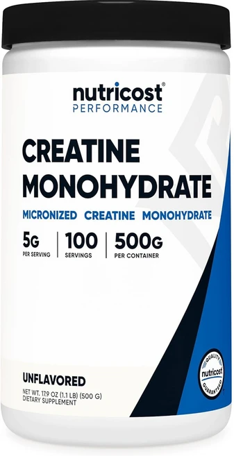 Nutricost 크레아틴 일수화물 무첨가맛 500g 1.1lb 2통 운동 능력, 2개 - 쿠팡