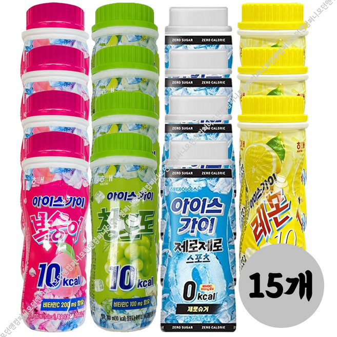 아이스가이 아이스쿨 얼음 아이스크림 다이어트 저칼로리 대용량 아이스크림 간식 배달 레몬 복숭아 모히또 포도맛 청포도, 15개, 200ml, 아이스쿨 복숭아 15개