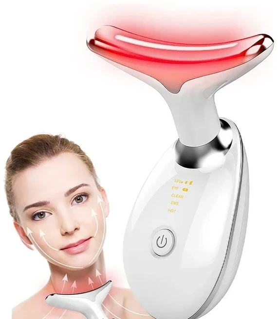 목 마사지기 얼굴 리프트 3가지 조명 모드 전기 피부 강화 장치 LED 미용 기기, 01 White