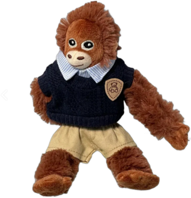 원숭이인형 미니 원숭이 오랑우탄 인형 고숭이키링 오숭이 우탄이인형, 1개, 오숭이+댄디곰돌자수룩세트, 18cm