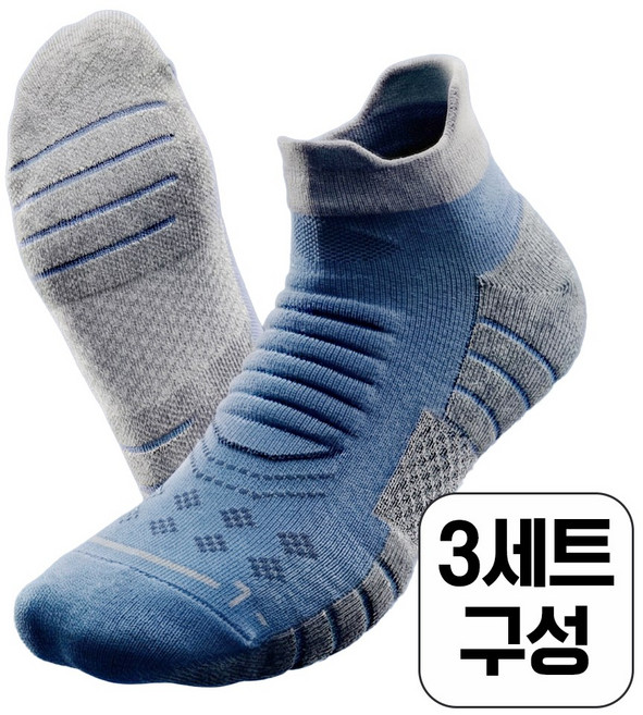 러너즈 이중파일 쿠션 마라톤 러닝양말 빅사이즈, 3세트, 화이트