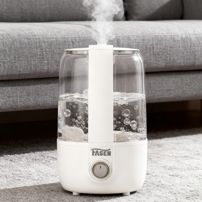 PPEAT 초음파 저소음 가습기 회전 노즐 간편 세척 가정용 사무실 대용량 4L, 크리미 화이트