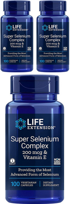LIFE EXTENSION 超級硒複合物&維他命E素食膠囊, 100顆, 3罐