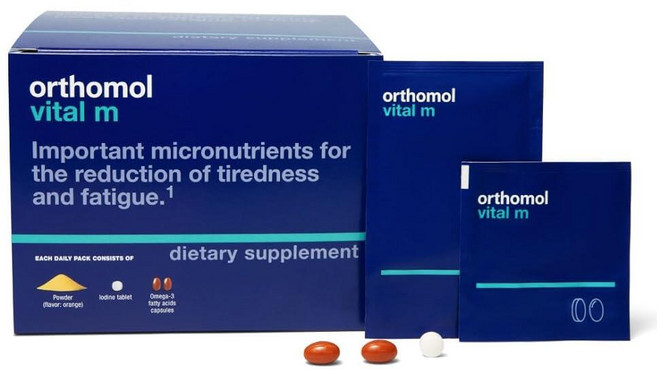 [아마존4.5+ 미국출고 147172] Orthomol 오쏘몰 바이탈 M 남성용 멀티비타민 파우더 타블렛 패킷 30일분 비타민 A B C D E K 칼슘 요오드, 1개, 30정