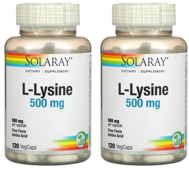 솔라레이 L 라이신 500mg Solaray L-Lysine, 2개, 120정 - 쿠팡
