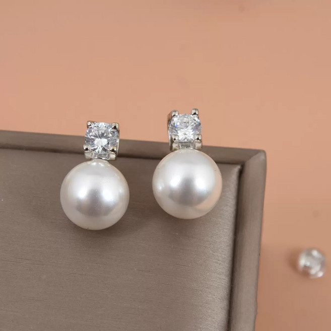 글로리유 빅 큐빅 진주 귀걸이 10mm