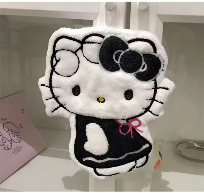 메이상점 키티 핸드타올 주방수건 손수건 고리수건, 1개, 블랙키티