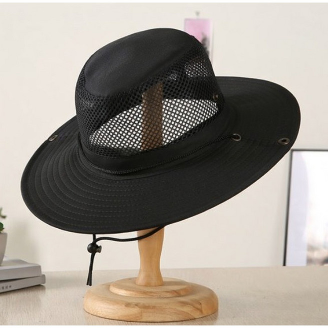 애아리빙 자외선 차단 메쉬 다용도 등산모자, 블랙