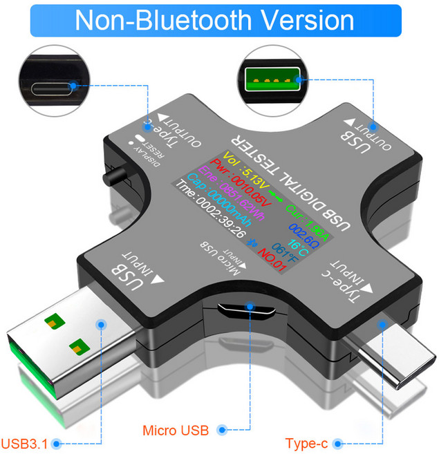 USB 전압 테스터 전류 계량기 모니터 APP 포함 다기능 고속 충전 전력 감지 분석기 테스트 도구 UC96, 1개