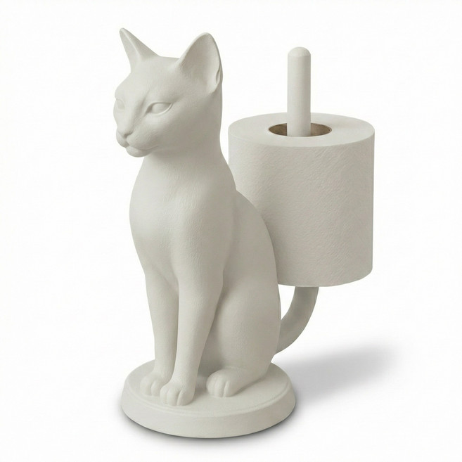 팹큐브 무타공 스탠드 캐릭터 휴지걸이, 1개, 고혹적인 고양이-퓨어 화이트