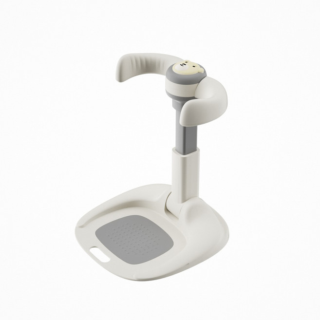 寶寶站立洗澡輔助器可摺疊嬰兒洗澡盆沐浴臺洗澡架寶寶洗屁屁神器, 1個, 熊頭款-灰色:如圖