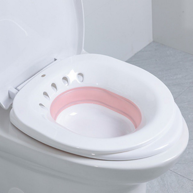 台灣現貨【折疊坐浴盆】孕婦用 月子盆 護理盆 馬桶坐浴盆 痔瘡泡盆 免蹲洗浴盆, 粉色, 1個