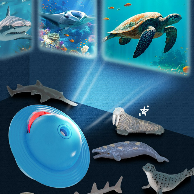 씽크 프로젝터 해양 피규어 (랜덤) 상어 물고기 해양 생물 모형 물놀이 목욕놀이 장난감 어린이 완구, 프로젝터 해양 피규어(랜덤), 1개