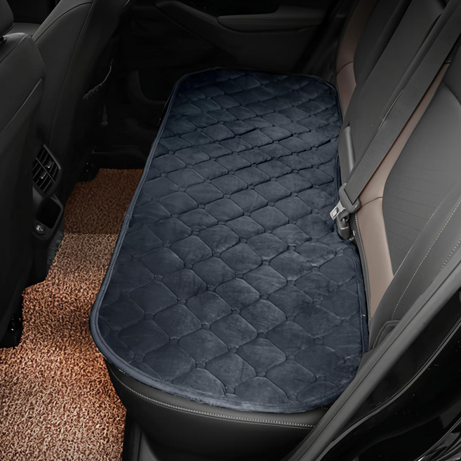 엑스핏 르블랑 초극세사 겨울 시트커버 뒷좌석 3단방석, 블랙, 1개