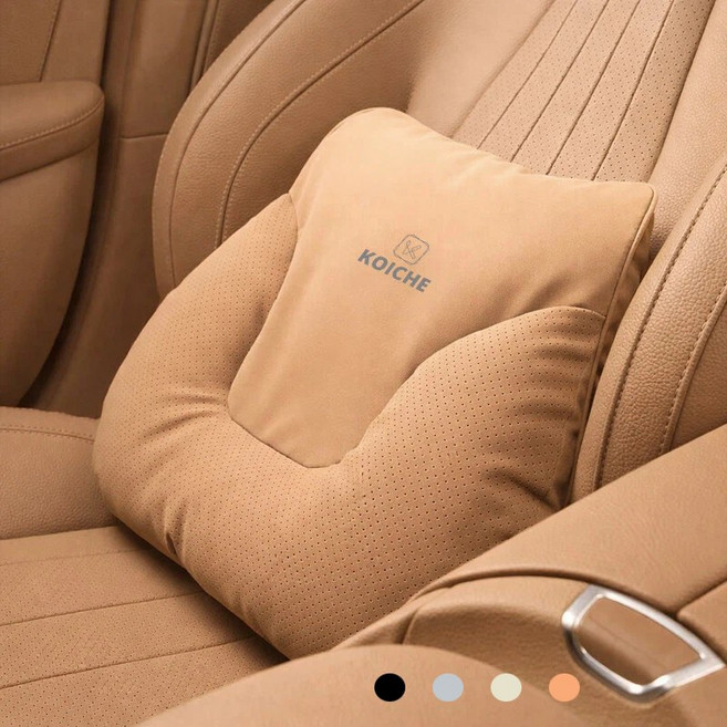 코이체 차량용 등받이쿠션 프리미엄 소프트 가죽 허리쿠션, 1개, 새들 브라운