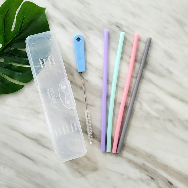 아가프라 실리콘 빨대 4개 + 세척솔 1개 + 케이스 1개, 4개입, 1세트