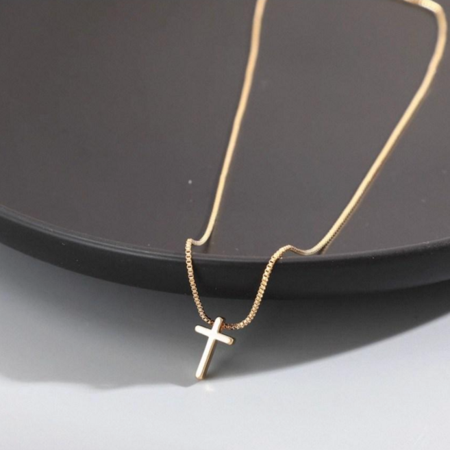 silvers 써지컬스틸 체인 십자가 목걸이