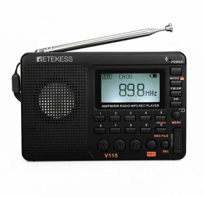 Retekess V115 휴대용라디오 미니 단파 AM FM SW단파라디오고감도 포켓 디지털 풀밴 드다기능 충전식 테레, 01 V115, [01] V115