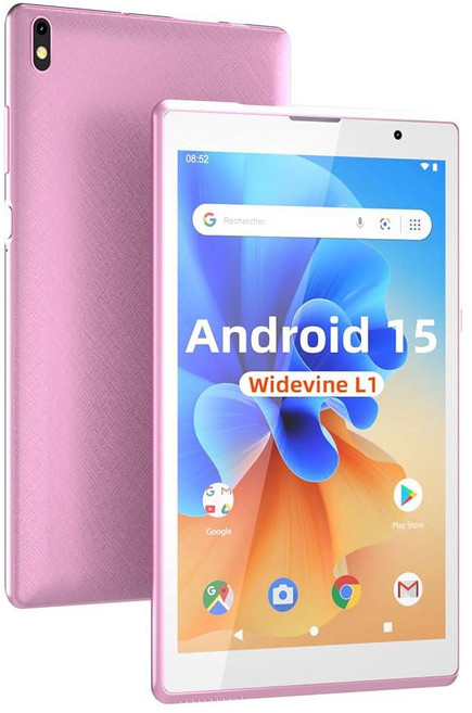 COOPERS 태블릿 안드로이드 15 7인치 8GB RAM 32GB ROM 지원 1TB 확장 컴퓨터 PC 쿼드 코어 프로세서 IPS 터치 스크린 2+5MP 듀얼 카메라, 핑크, Wi-Fi