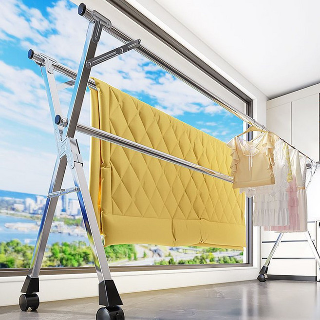 튼튼한빨래건조대 접이식 원룸 수건 기숙사 빨래대, 실버