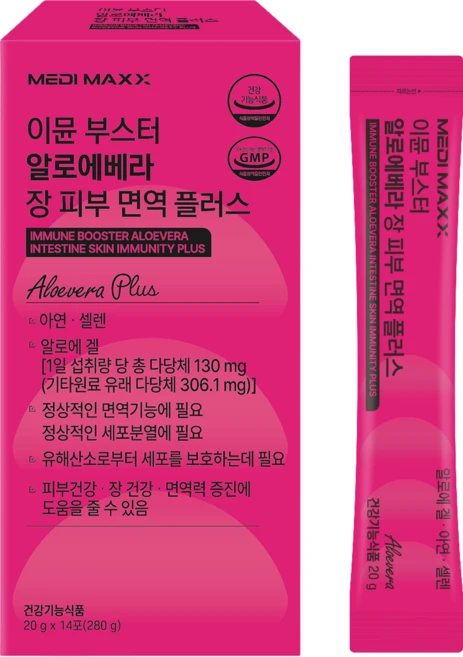 메디맥스 이뮨부스터 알로에베라 장 피부 면역 플러스 젤리 복숭아맛, 1개, 14회분 - 쿠팡